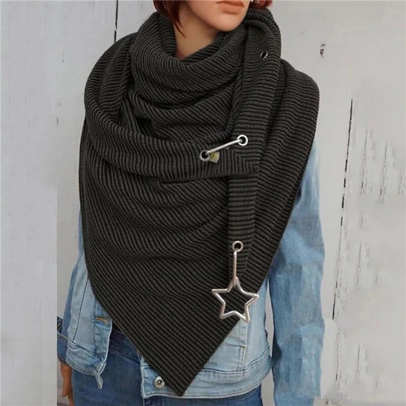 Dames sjaal dames warme wintersjaals met ster hanger zachte sjaals vrijetijds effen stippen print knoop zachte nekwikkel