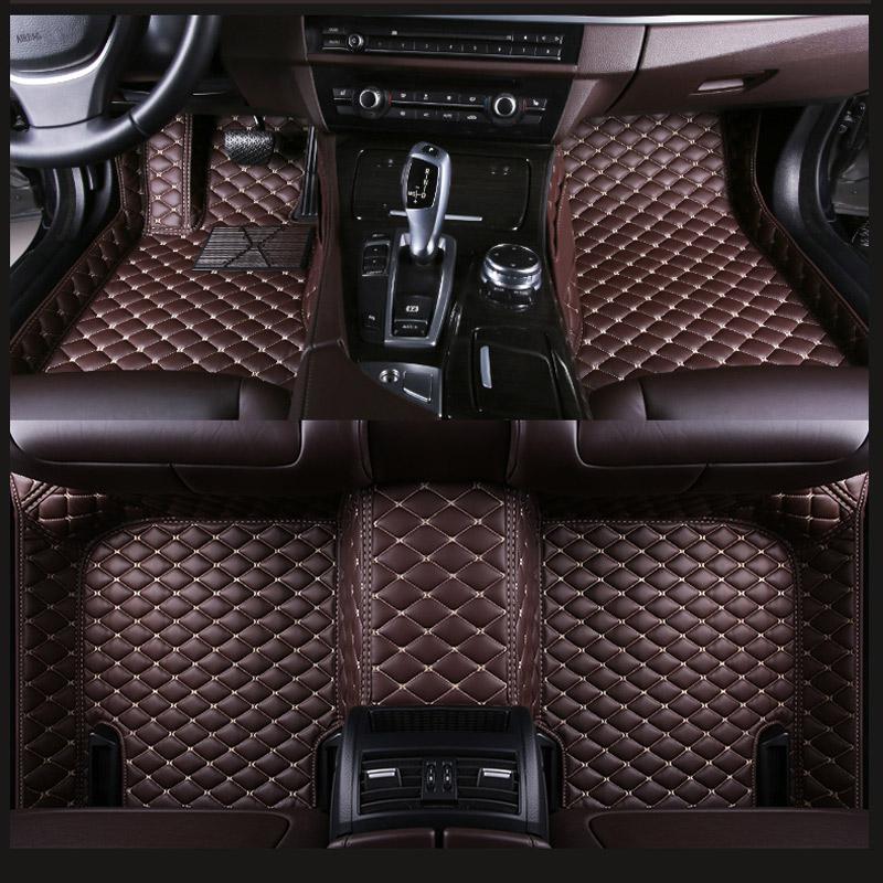 3d auto vloermatten voor toyota land cruiser 100 200 waterdichte leren vloermatten auto-styling interieur auto vloermat: Koffie