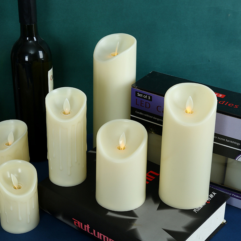 3Set Moving Flame Led Candle Lights AA Battery Operated LED Pillar Candles with Remote Flickering Tealight Wedding Party Decor