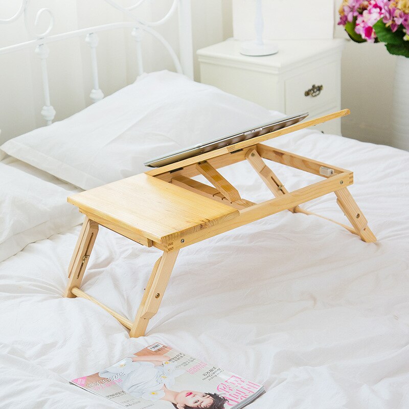 Simple Laptop Desk Solid Wood Lazy Bed with Computer Desk Simple Folding Desk Children's Study Desk