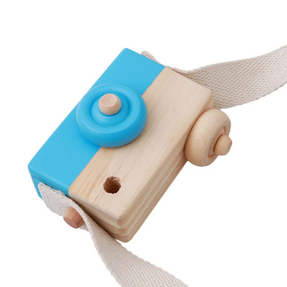 Cámara de madera, juguete para niños, para bebé, cuello de madera, decoración para habitación, fotografía-17 NSV775: Azul