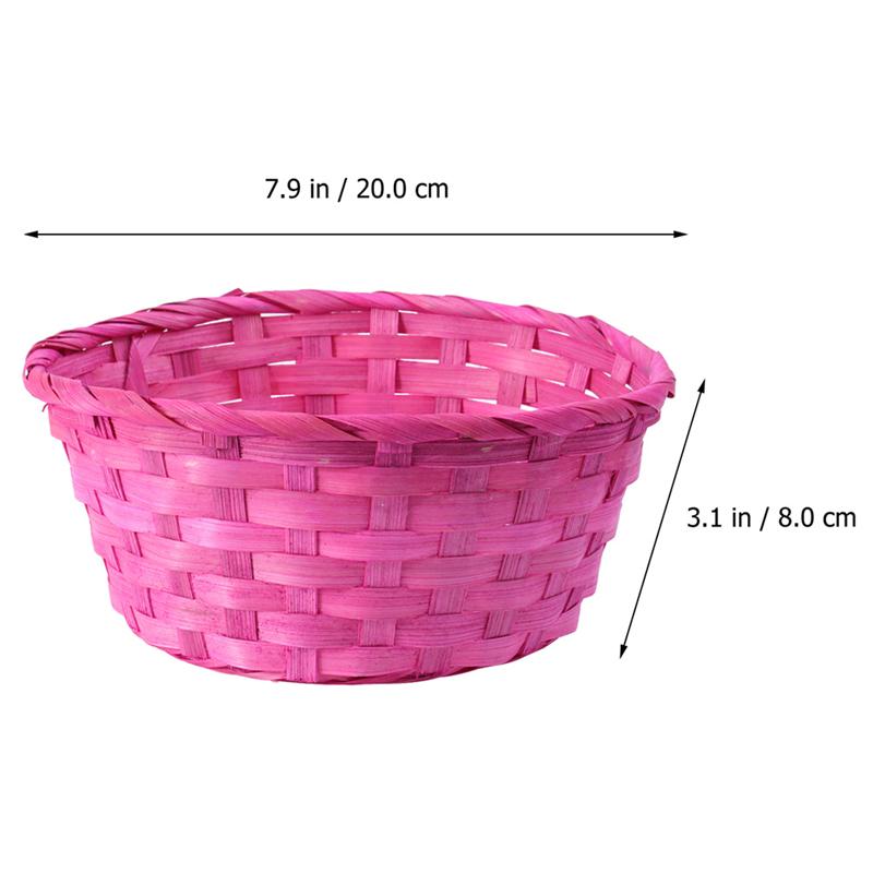 4 Pcs Colorful Bamboo Baskets Round Egg Baskets Easter Children's Day Props