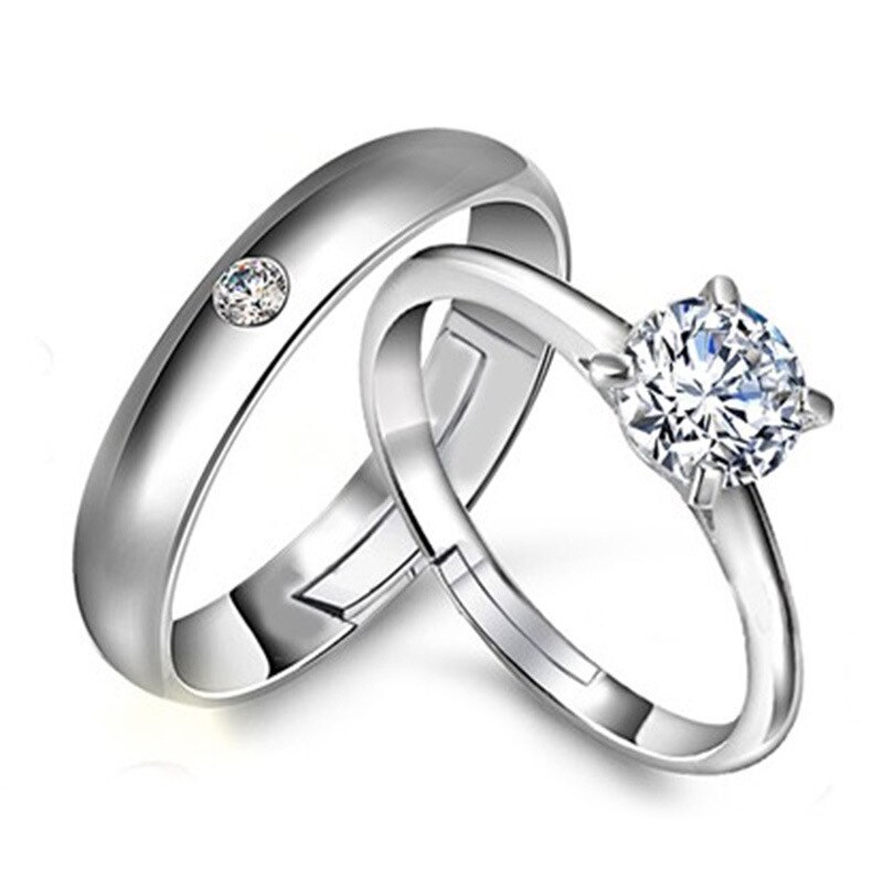 Eenvoudige Zirkoon Crystal Paar Ringen Voor Liefhebbers Engagement Wedding Band Mode-sieraden Accessoires Valentijnsdag Aanwezig