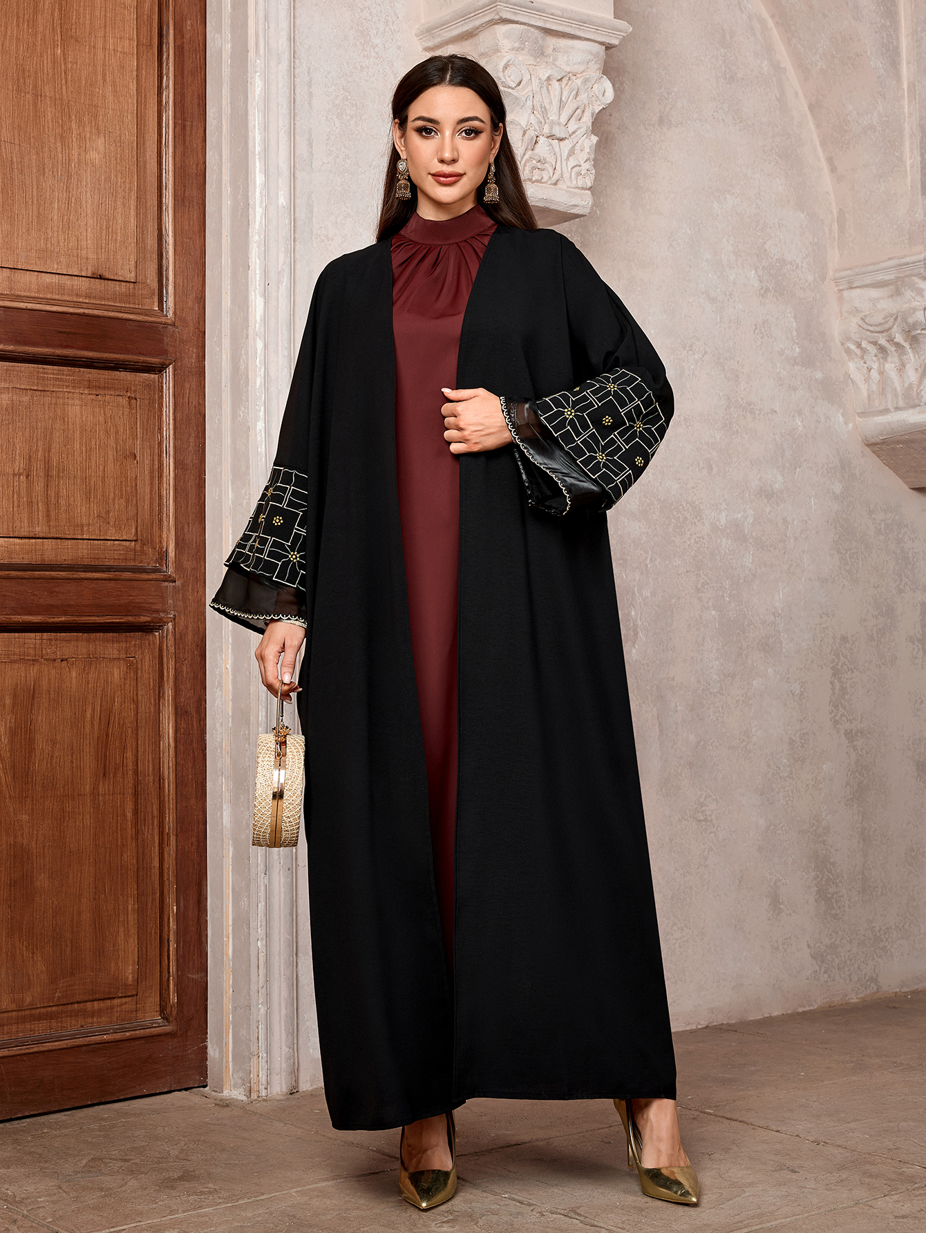 Vestido largo musulmán bordado para mujer, Kimono Marruecos Eid, Ramadán, Abayas, caftán islámico de Dubái, vestido largo de árabe para vacaciones