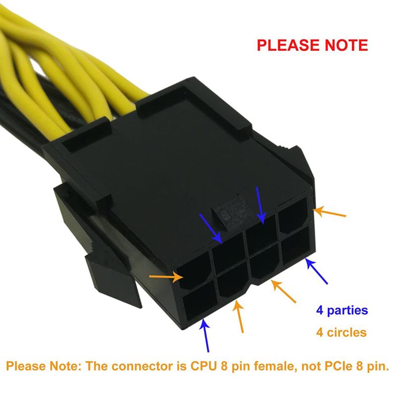 EPS CPU 12V 8 Pin to Dual 8 (6+2) Pin PCIE Adapter Power Supply Cable PCI-E Adapter Cable PCI-E 8pin to 8pin Converter 25cm