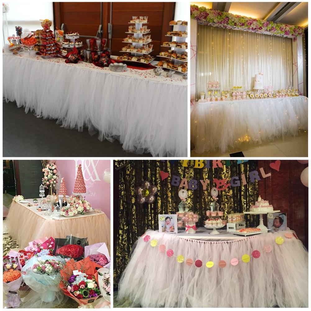 30 Romantische Vele Tule Tutu Tafel Rok Tule Servies Voor Bruiloft Decoratie Baby Shower Party Verjaardag Tafel Rokken Thuis