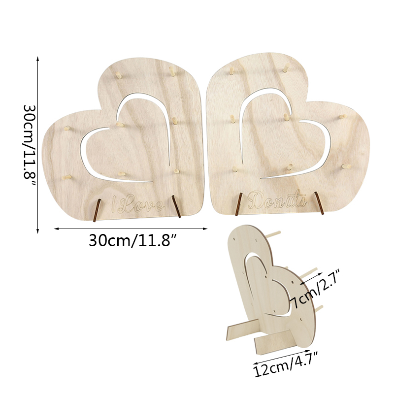 Reusable Wooden Donut Stand Wedding Decoration Table Donut Party Decor Baby Shower Birthday Party Favor Doughnut Display Stand: 2pc C09