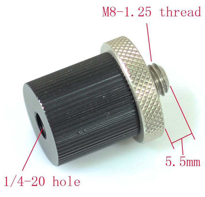 Metalen Adapter unit M8-1.25 man 1/4 "-20 vrouwelijke voor statiefkop camera monpod