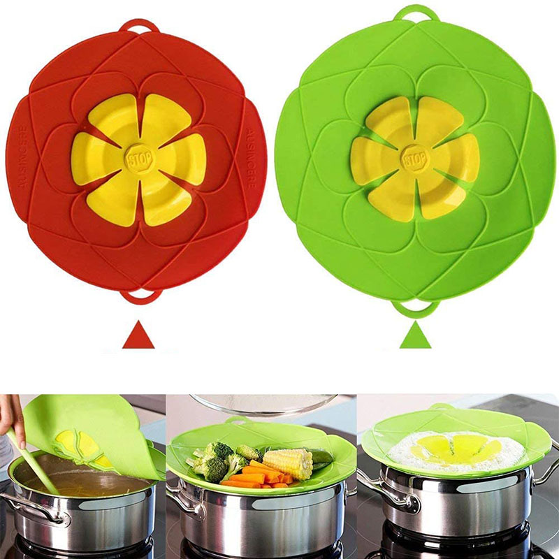 Spill Stopper Lid Cover Silicone Boil Over Safeguard Anti Spiill Cover Cooking Kitchen Tool Boil Over Spill Stopper Pot Pan Lid