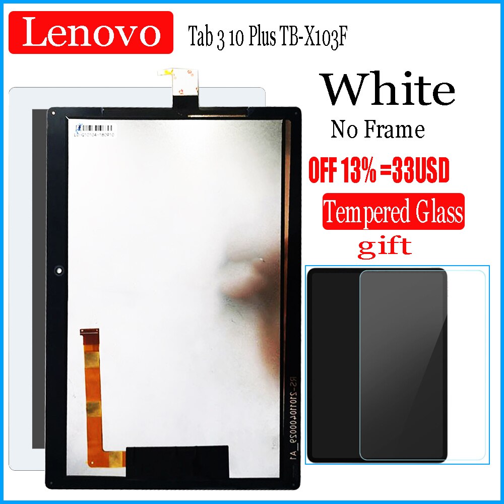 10.1 Inch Touch Screen Digitizer Vergadering Lcd-scherm Voor Lenovo Tab 3 10 Plus TB-X103F TB-X103 Tb X103F Tb X103 screen Panel: LCD No Frame White