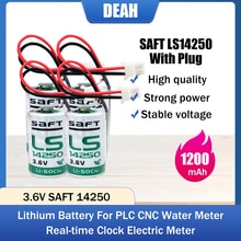 SAFT – batterie Lithium 3.6V LS14250 L14250 ER14250 1/2 AA SL35, avec prise pour Machine à outils PLC CNC, compteur d&#39;eau, écran tactile, 4 pièces