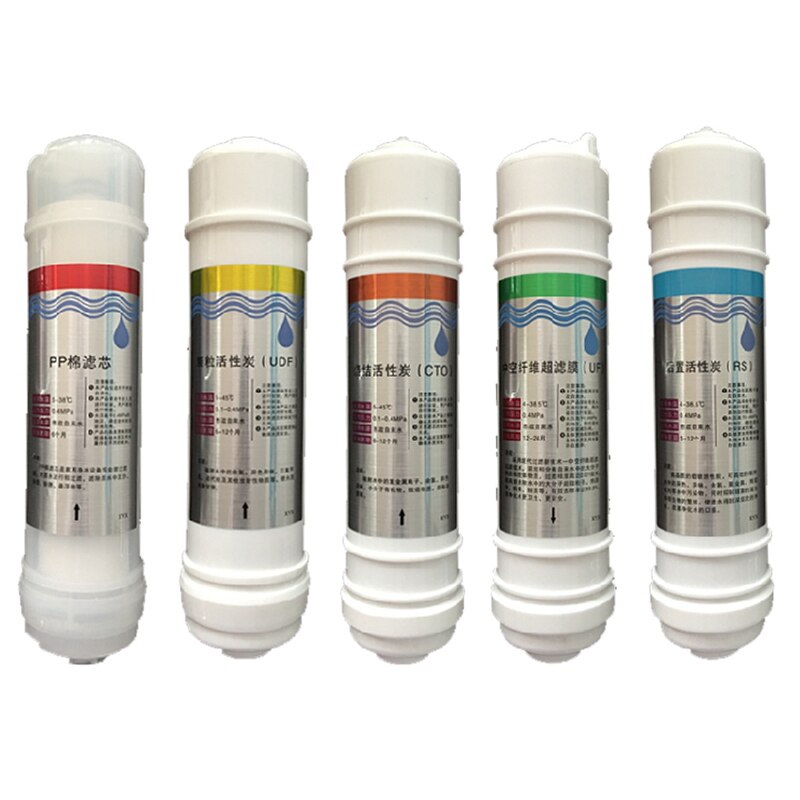 Película RO para el hogar, filtro purificador de agua de ósmosis inversa, elemento de filtro de cinco niveles, algodón PP, carbón activado, 10 pulgadas