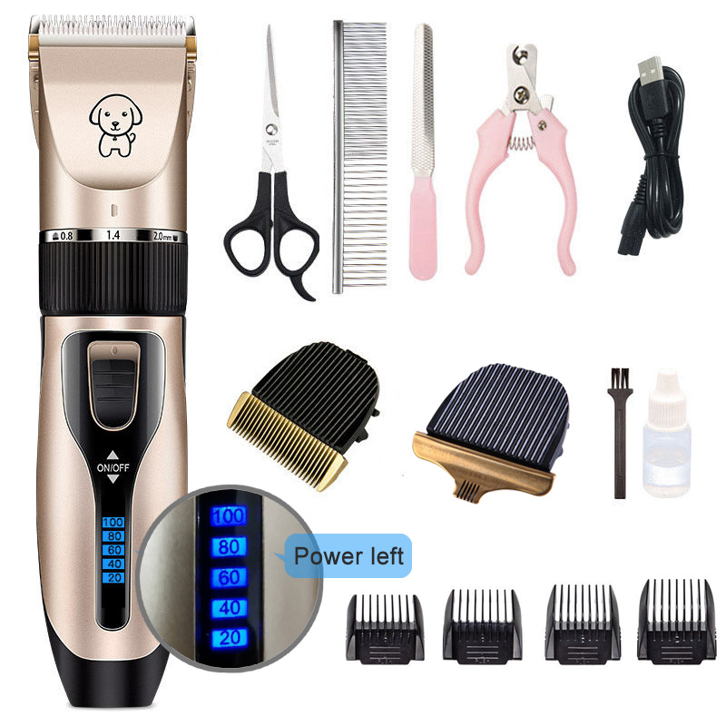 Clipper For Dog Clippers Dogs Grooming Clipper Kit USB Rechargeable Low-Noise Pets Hair Trimmer Display Battery: Power New E