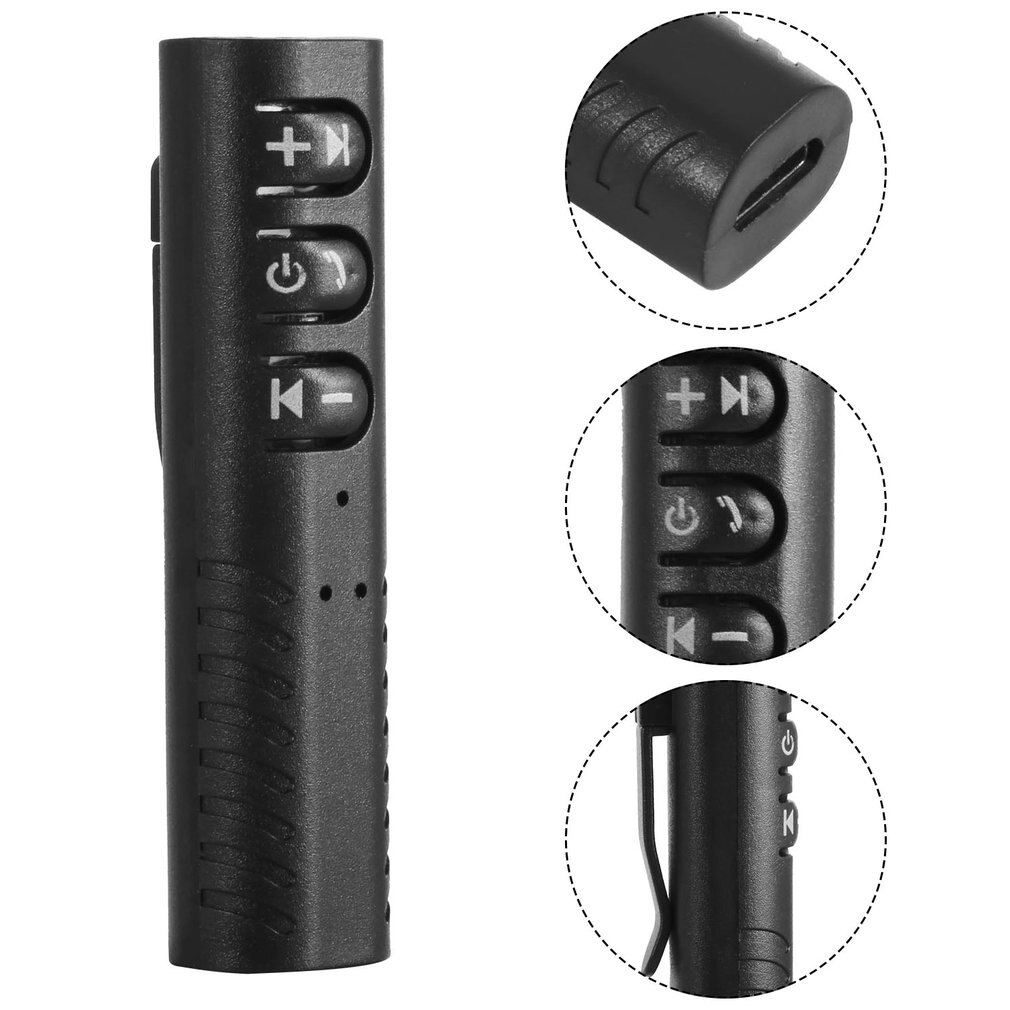 Kit de manos libres compatible con Bluetooth para coche, receptor adaptador de Audio MP3 y música inalámbrico con conector de 3,5mm para auriculares