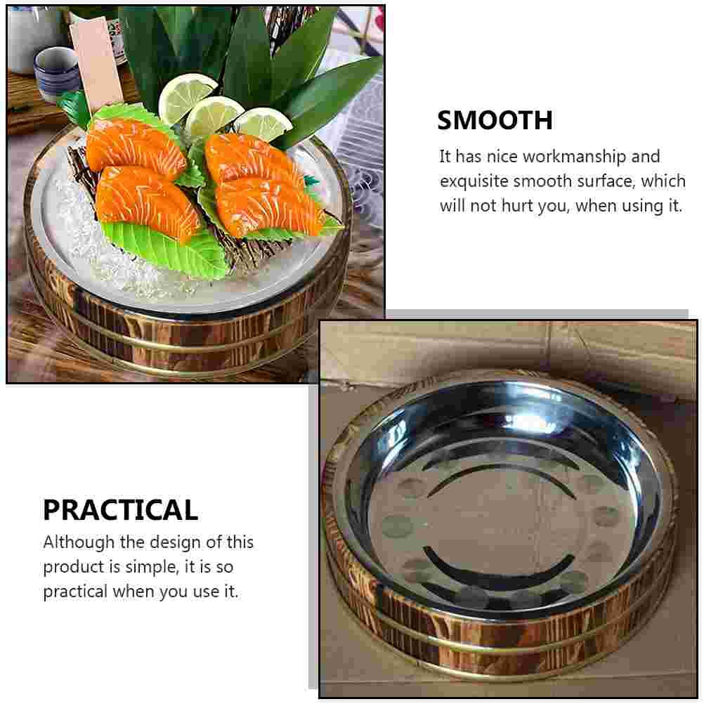 1 Pc Multi-functional Wooden Bucket Food Serving Tray for Restaurant Use