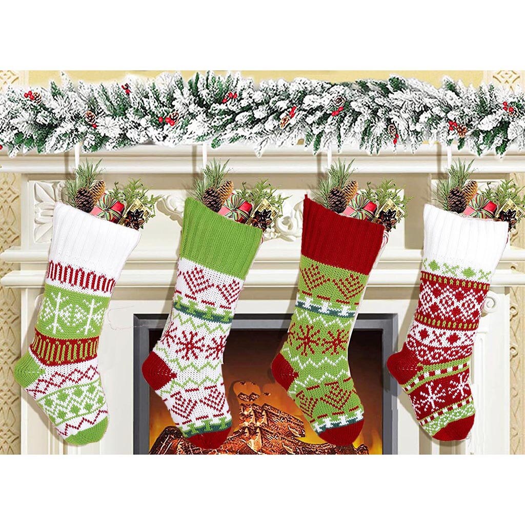 Gebreide Kerstsok Bag Kerst Decoreren Leveringen Snoep Stocking Xmas Houders Kerstboom Ornamenten