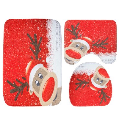 3 pcs/set Cartoon Christmas Toilet Rug Mat U-shaped Toilet Seat Mat Santa Claus Rug Carpet For Bathroom And Toilet tapis pour wc: shengdandalutou