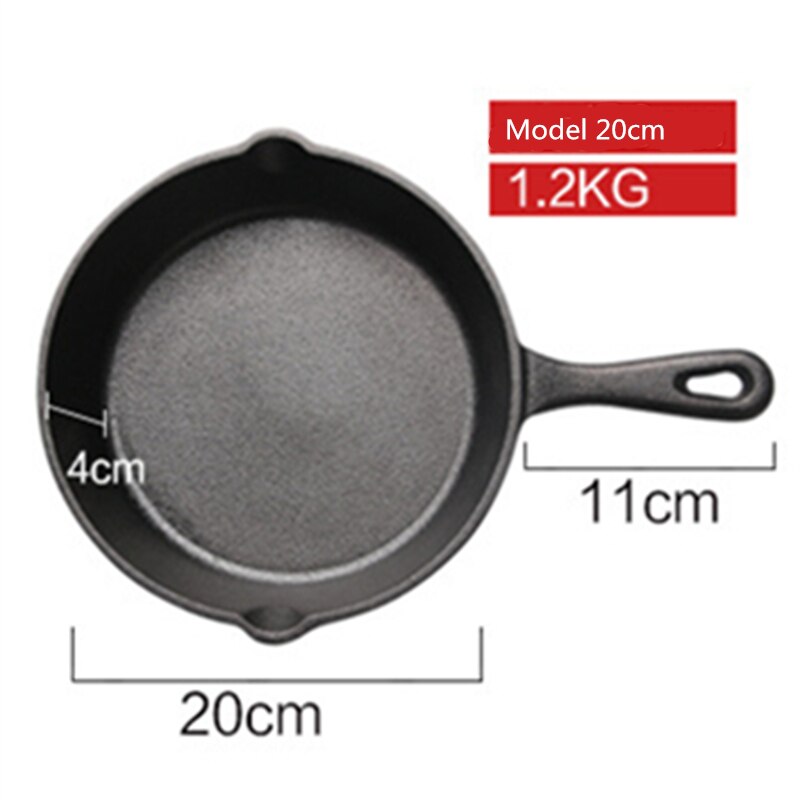 Støbejernspande lille stegepande 14 cm 16 cm 20cm pande mini ubestrøget non-stick pande: 20cm