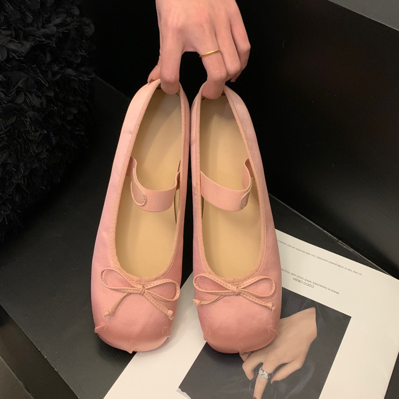 2023 scarpe da balletto di seta di raso di lusso donna classica punta quadrata papillon fascia elastica ballerine mocassini morbidi da donna