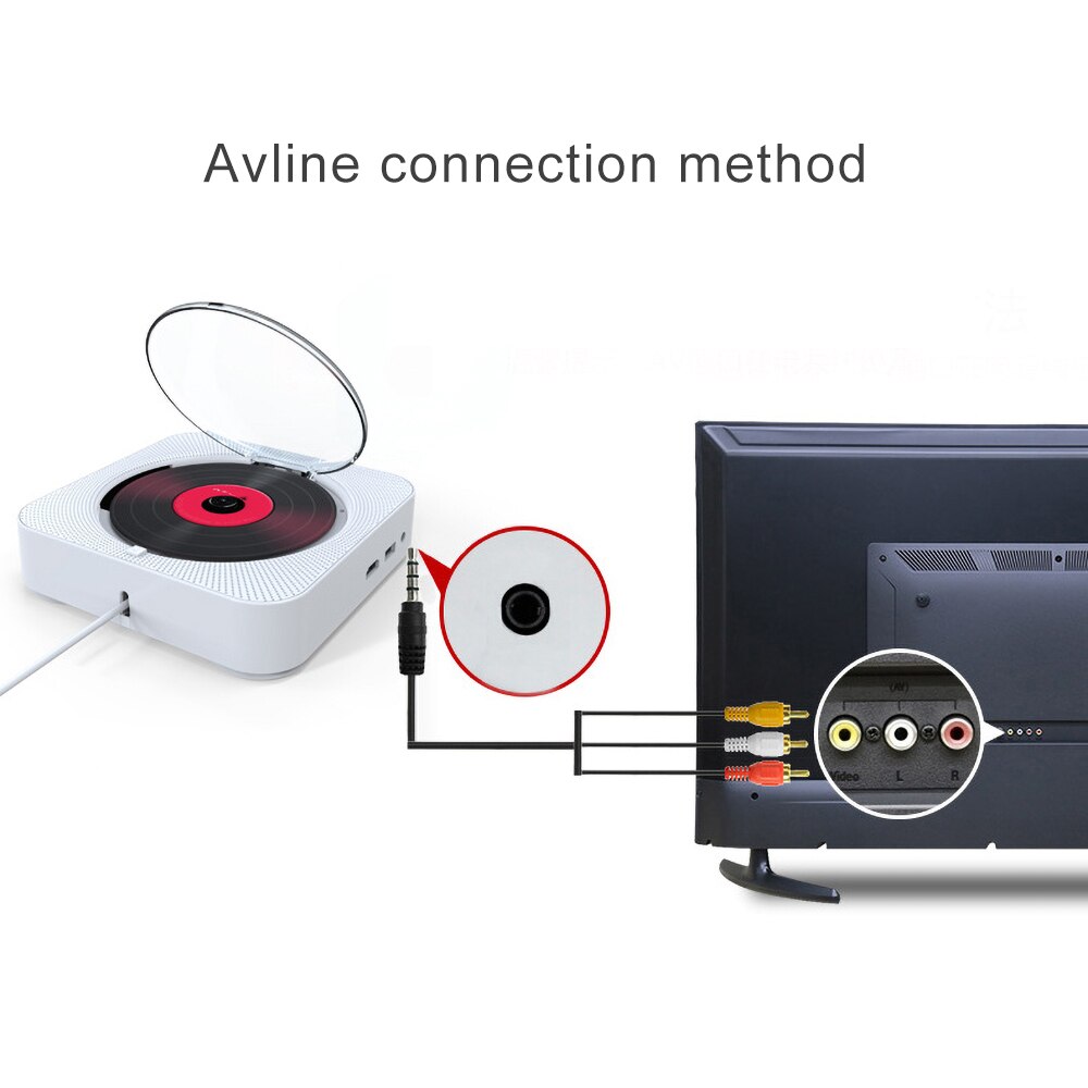 kebidu CD Player Wall Mounted Bluetooth Stereo Audio Early Learning Speaker Wireless Remote Control CD Mp3 FM Radio HiFi Speaker