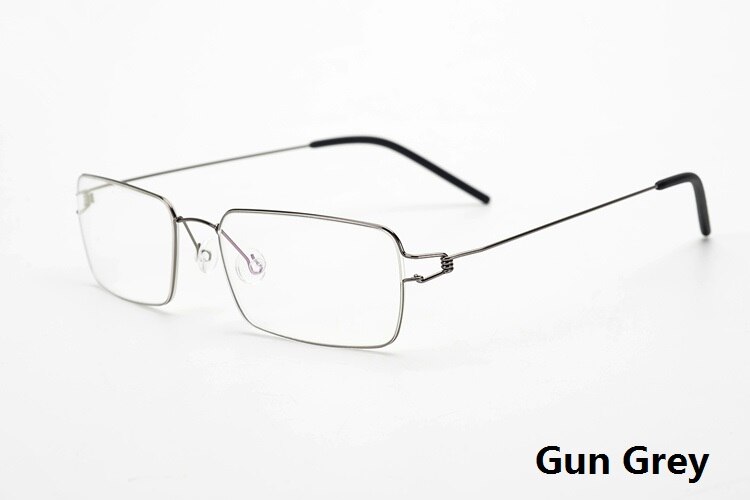 Denmark Titanium Rim Square Glasses Frame Eyewear No Screw Handmade Myopia Optical Eyeglasses Frames: Gun grey color