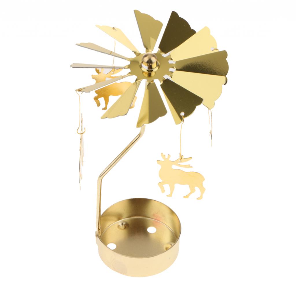 Weihnachten Windmühle Dekor rotierende Kerze Teelichthalter Kerzenständer Ornament-Schneeflocken Elf Stern Herz Baum Rentier
