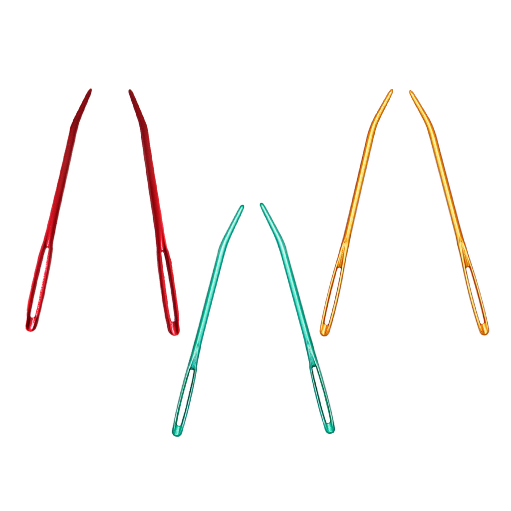 2 uds. Tapiz de punta doblada de aluminio, agujas de zurcir, tejido para suéteres, punto de lana, listón para coser, grapas bordadas