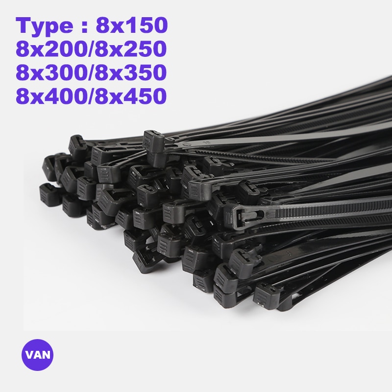 100Stck Kunststoff Mehrweg Kabelbinder 8*150/200/250/300/350/400/450 Lösbare Nylon Kann verlieren Slipknot Zoll recyceln