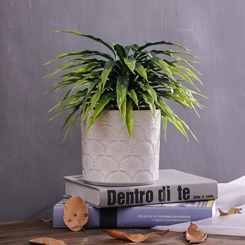 Japanese Style Ceramic Flower Pot Leaf Pattern Vase Dandelion Pattern Vase Simple Style Home Desktop Decor Garden Decoration