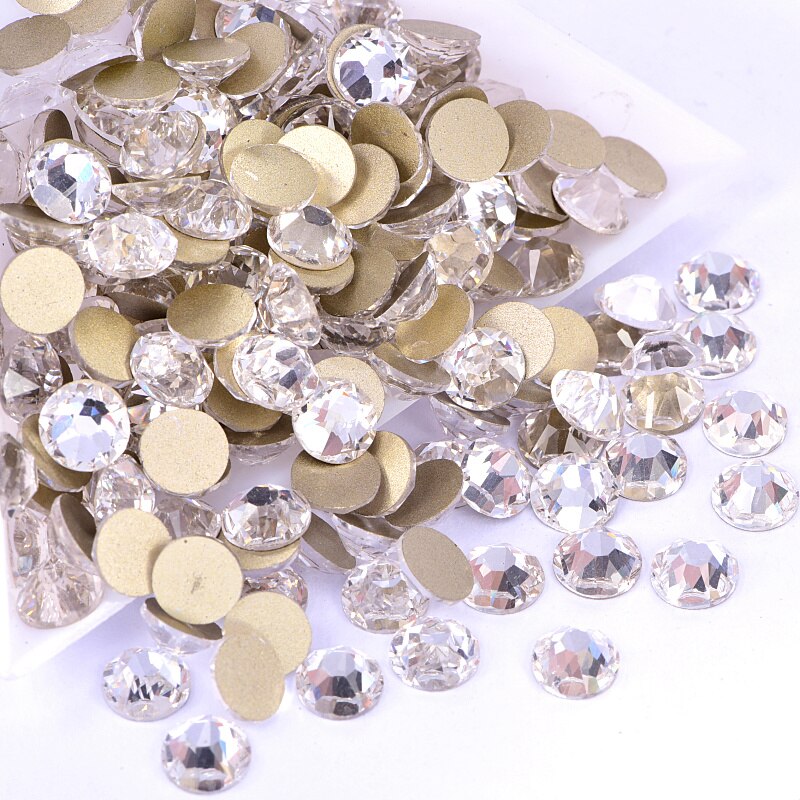 OLEEYA-diamantes de imitación para uñas F0242, 16 caras de Cristal AB, diamantes de imitación planos, sin adhesivo, 2088