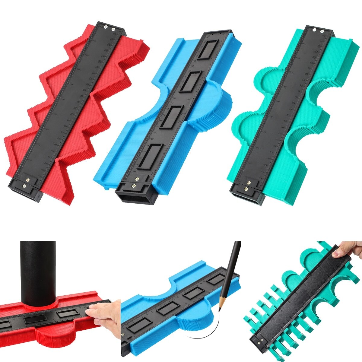 12/14/25cm Contour Gauge Plastic Profile Copy Contour Gauges Standard Wood Marking Tool Tiling Laminate Tiles General Tools