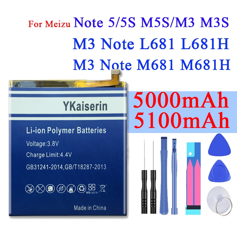 Highly Battery For Meizu Note 5 M5 Note/M5 5S M5s/M3 M3s/M3 Note L681H M681H Battery BA621/ BA612/ BT15/ BT61/BT68 Phone Battery