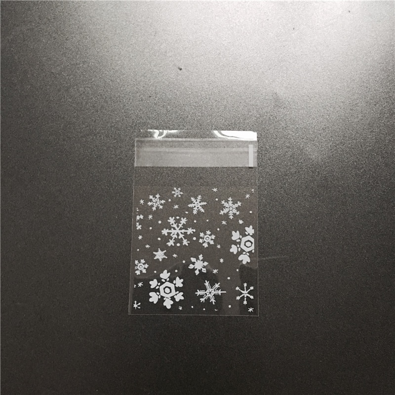 100pcs/lot 4 sizes Snowflake Transparent Plastic Self Adhesive Cookie Packaging Bag Wedding Candy Decoration Bag