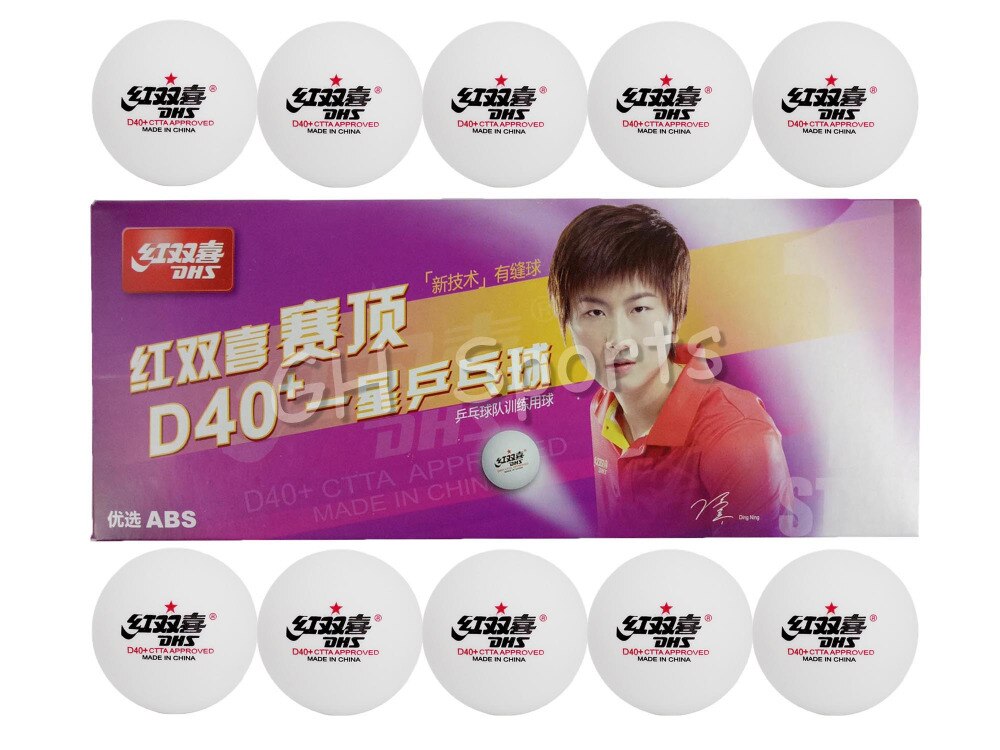 10x DHS D40+ Table Tennis Balls 1-Star White