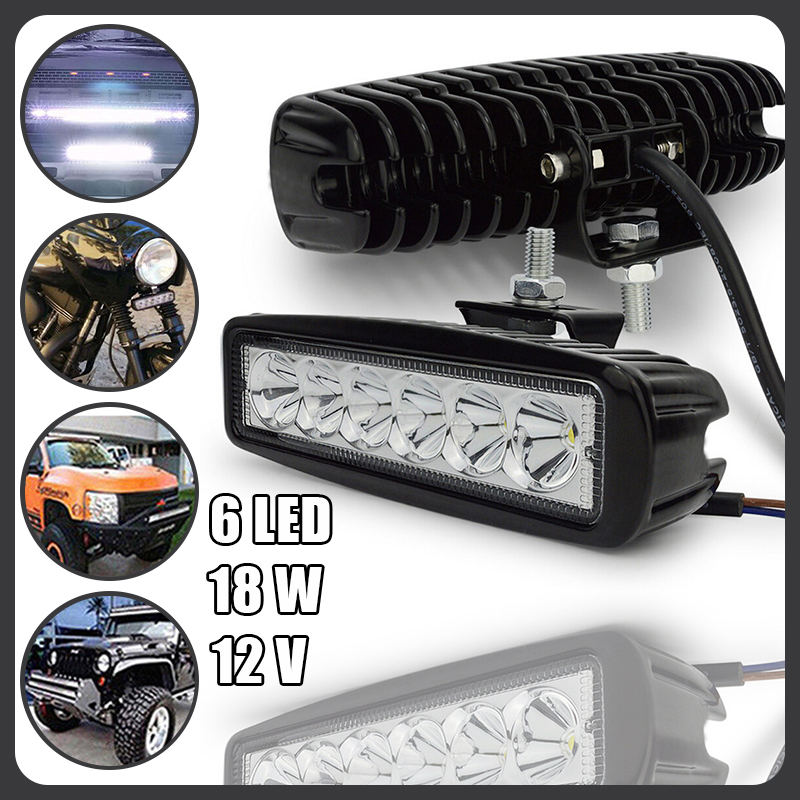 6LED Auto Werklamp 18w Spotlight Hoge Heldere LED Aluminium Waterdichte Auto Offroad SUV Truck Koplampen Rijden lamp 12V