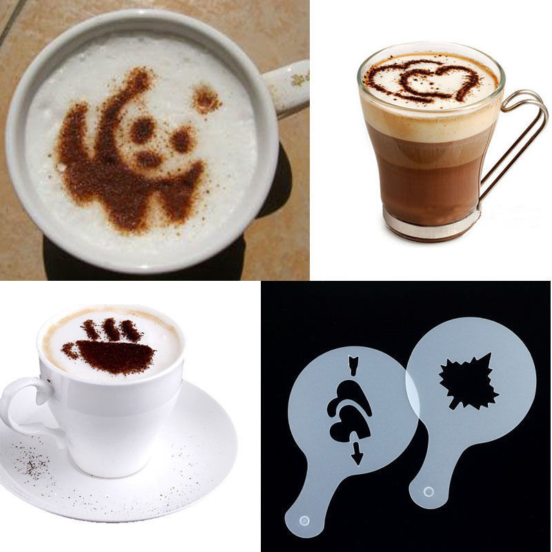 16 stks/set Koffie Latte Cappuccino Barista Art Stencils/Cake Stofdoek Sjablonen Koffie Gereedschap Accessoires