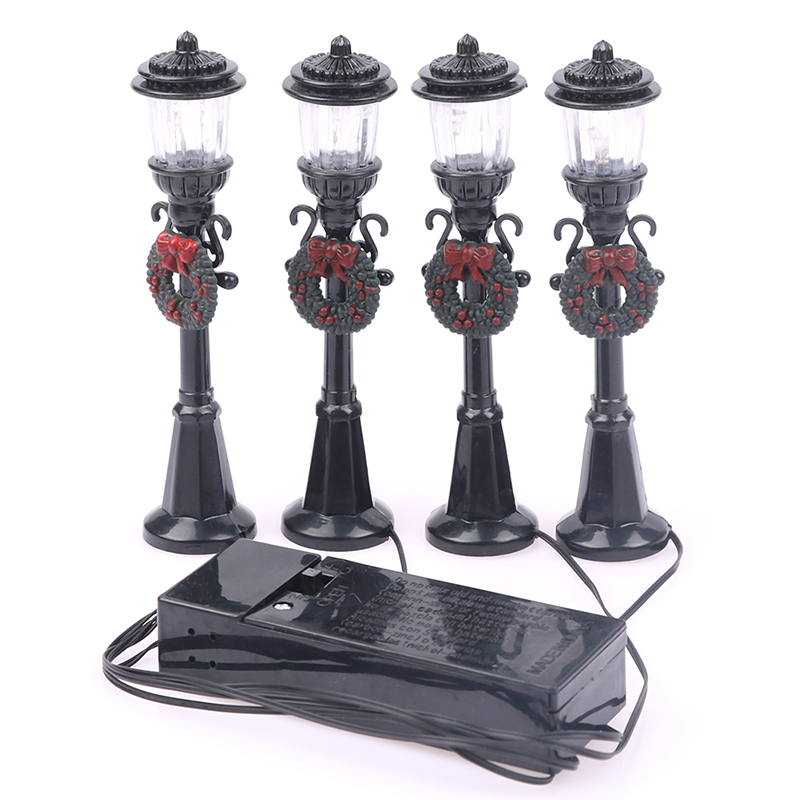 4 Stk/set Kerst Mini Straatlantaarn Modellen, Mini Straatlantaarn Poppenhuis Straatlantaarn, Micro-Landschap Sprookjesachtige Tuinaccessoires
