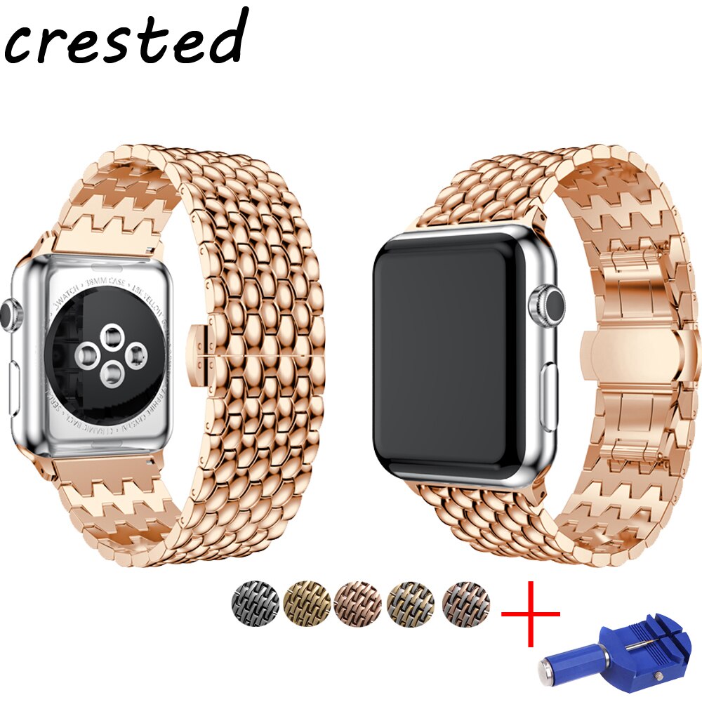Luxe Roestvrij Stalen Band Voor Apple Watch Band 44 Mm 38Mm Iwatch Band 42Mm 40Mm Correa Armband Horlogeband voor Apple Watch 4 3