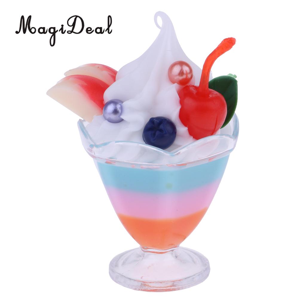 Handmade 1/6 Ice Cream Sundae Foods Model for for BJD Dolls House Accessories Decor: Light Green