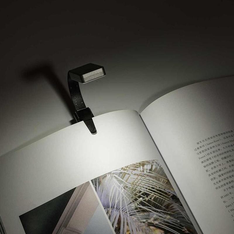 Leseklemme lys på bok svart usb oppladbar fleksibel ledet øyebeskyttelse lesenattlys mini bærbar studentlampe