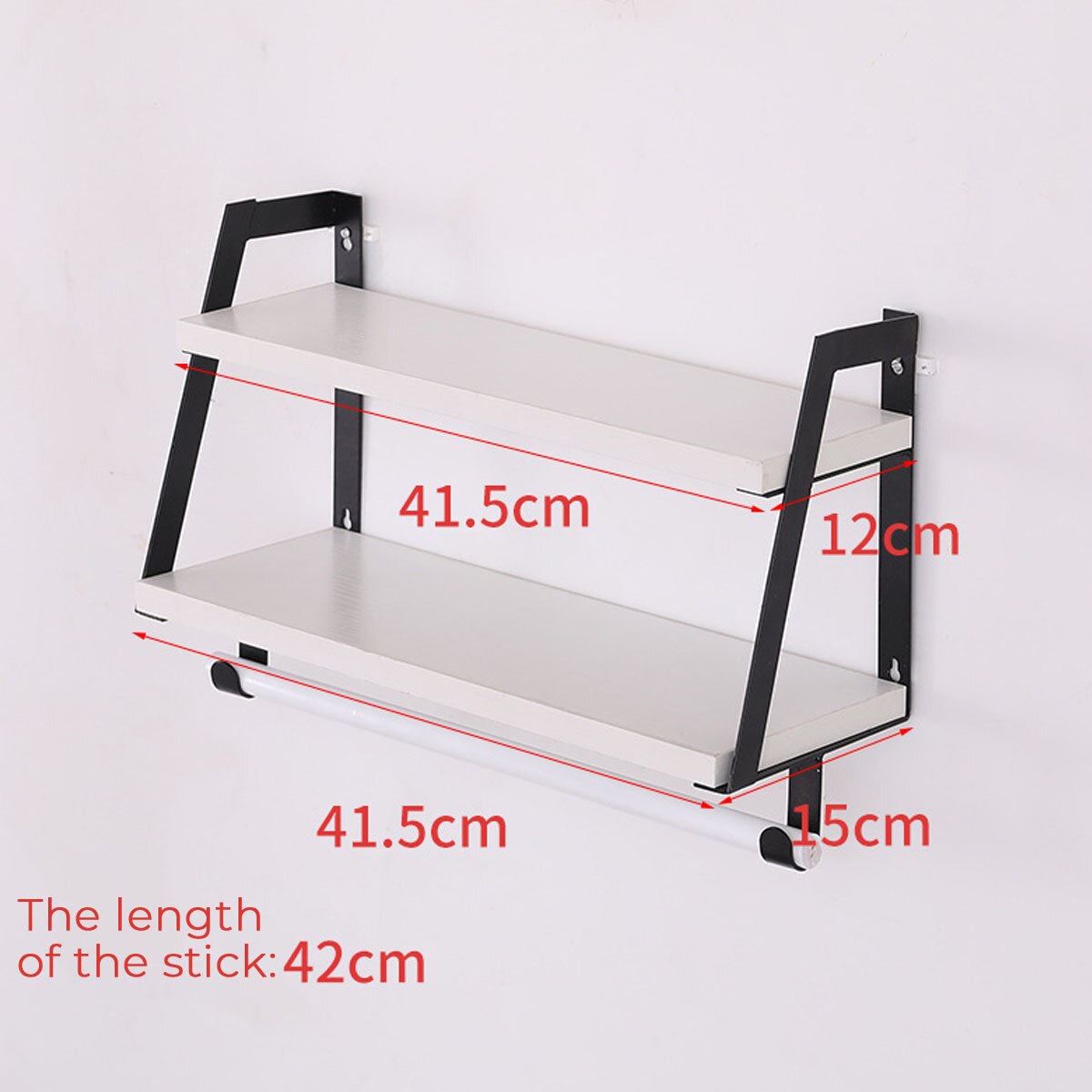 Matte Black Towel Rack Bathroom Shower Towel Holder Aluminum Wall Mounted Towel Bar Hanger Storage Shelf: 42cm white