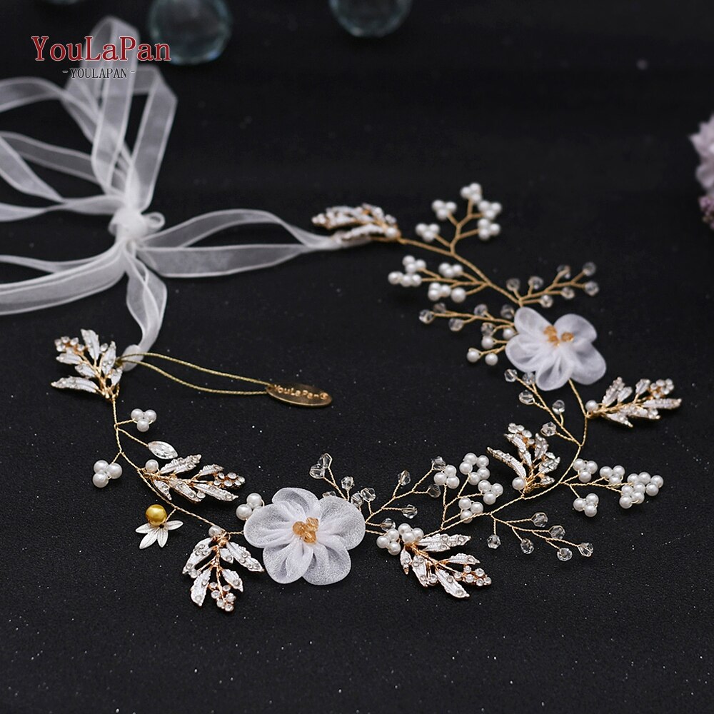 Youlapan HP72 Gouden Bruiloft Haar Wijnstok Bloem Haar Stuk Bruids Haar Wijnstok Bloemen Hoofdbanden Voor Vrouwen Tiara Bruids Haar Sieraden