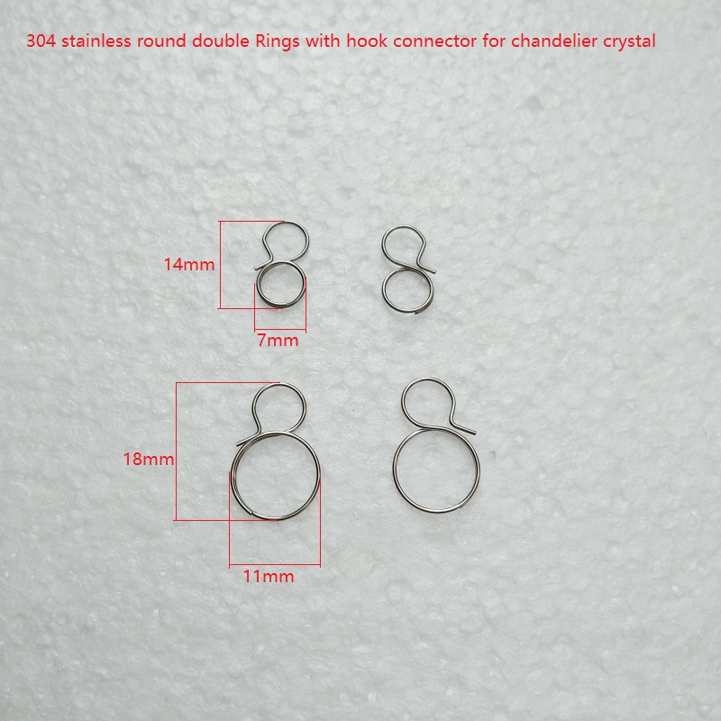 500 stks/partijen 304 roestvrij stalen ronde dubbele Ringen met haak connectors kroonluchter crystal connector pin verlichting accessoires