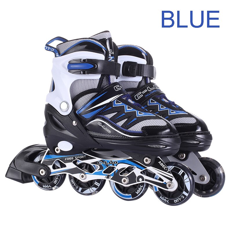 PU Wheels Safe Speed Sliding Inline Roller Skates Skate Shoes Sneakers Patins For Kids Children Adults Men Women Self: Blue / L ( 39-43 )