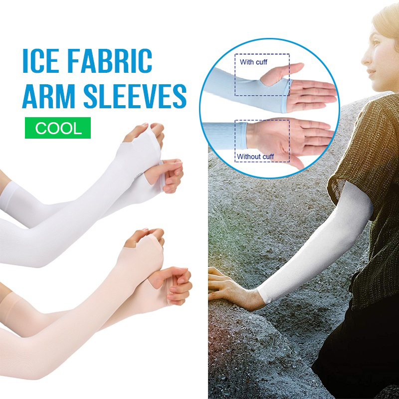 Summer Ice Silk Long Sleeves Anti-Sunburn Arm Cover Men Women Cuff Cool Hand Sleeves Anti-UV Cycling Arm Sleeve Fingerless