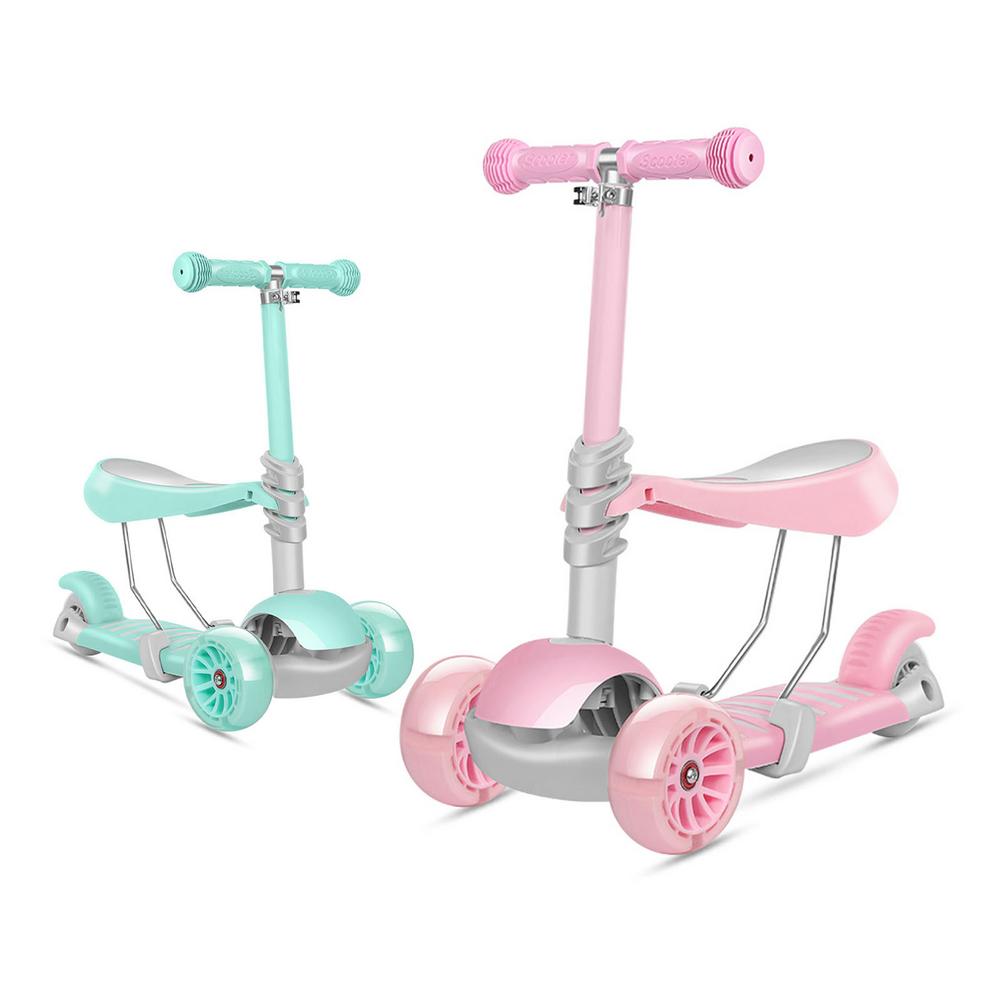 3-in-1 freundlicher Rolle Aluminium Legierung Rutschfeste Sicher Multifunktionale Rolle Mit Abnehmbaren Sitz Und Bunte Blinkende Räder