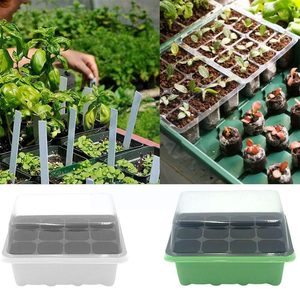 12-hole Plant Growing Box Ventilated Seedling Box For Sowing Nursery Pots Mini Greenhouse With Ventilated Cover Seedling Tray