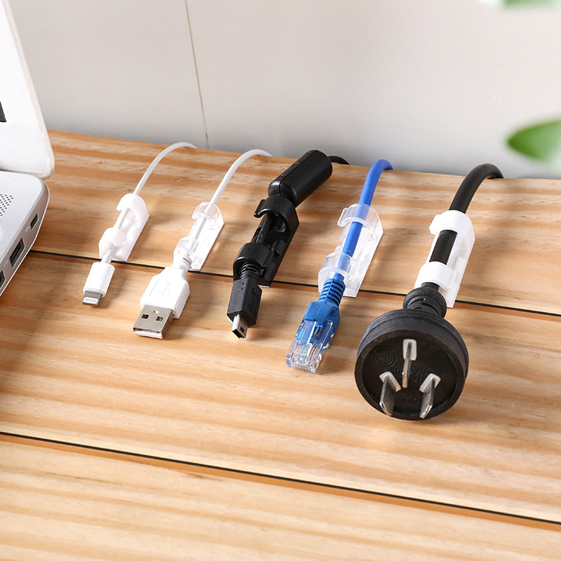 Cable Organizers Wire Fixed Desktop Solid Clip Self-Adhesive Punched Cord Manager Cable Line Product Desk Accessories Organizer