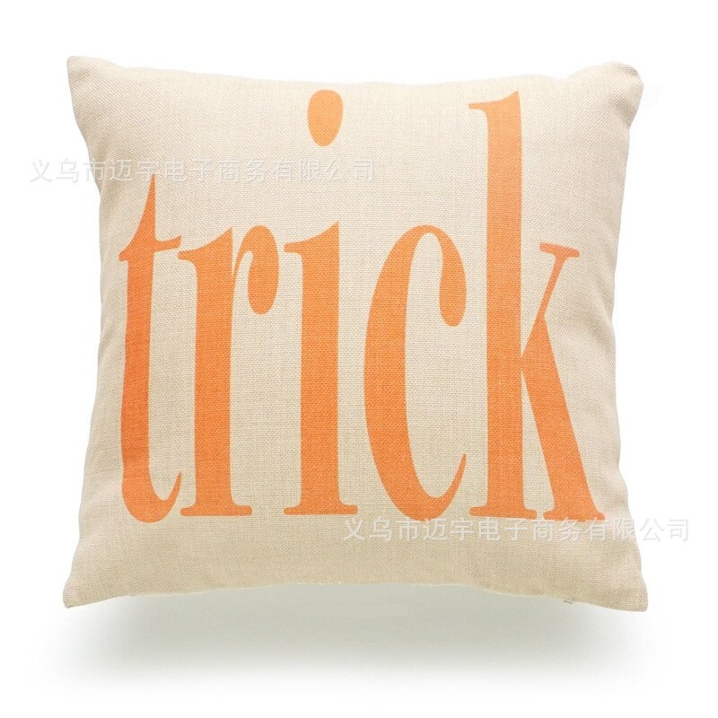 Halloween kurpitsa noita temppu tai herkku tyynyliina koriste pellava tyyny halaus tyynyliina halloween kodin sisustus  ha012: Temppu
