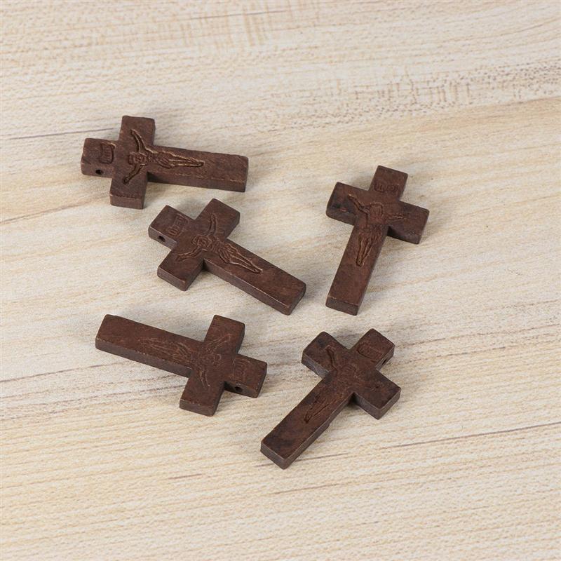 70Pcs Diy Houten Ambachten Christian Cross Decoraties Sieraden Ketting Ornamenten Voor Vrouwen Mannen Houten Kruis